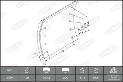 Brake Lining Kit, drum brake KBL19094.0-1560