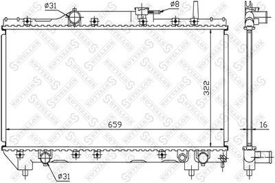 Радиатор, охлаждение двигателя STELLOX 10-25061-SX для TOYOTA CARINA