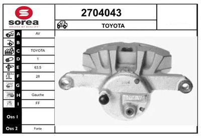 EAI 2704043 Тормозной суппорт  для TOYOTA ALPHARD (Тойота Алпхард)
