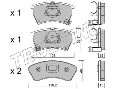 TRUSTING 395.0 Тормозные колодки и сигнализаторы  для MAZDA 323 III Hatchback (BF) 1.6 GT
