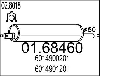 Глушитель выхлопных газов конечный MTS 01.68460 для MERCEDES-BENZ T1