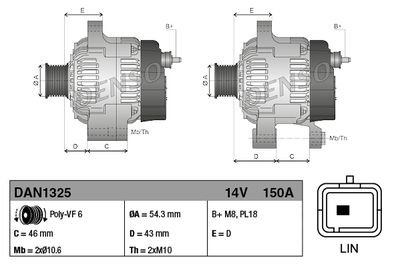 GENERATOR / ALTERNATOR DENSO DAN1325 2