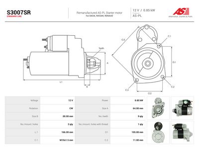 Štartér AS-PL Remanufactured AS S3007SR