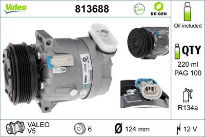 VALEO Compressor, airconditioning VALEO RE-GEN REMANUFACTURED (813688)