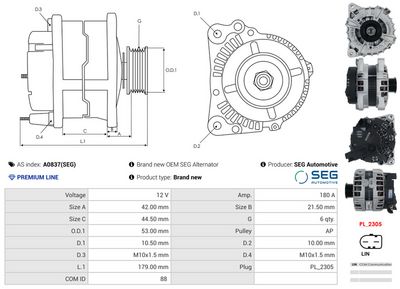 GENERATOR / ALTERNATOR AS-PL A0837SEG 4