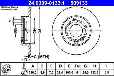 Тормозной диск ATE 24.0309-0133.1 для VW BORA