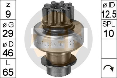 Привод с механизмом свободного хода, стартер ERA ZN0554