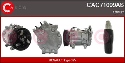 CASCO CAC71099AS Компрессор кондиционера для RENAULT KANGOO Express (FC0/1_) D 65 1.9 (FC0E, FC02, FC0J, FC0N)