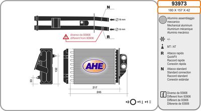 Теплообменник, отопление салона AHE 93973 для ABARTH 500