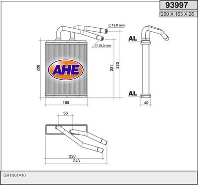 AHE 93997 Радиатор печки  для MAZDA 6 (Мазда 6)
