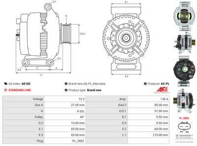 GENERATOR / ALTERNATOR AS-PL A6182 4