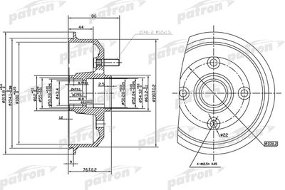 PATRON PDR1529 Тормозной барабан  для SEAT INCA (Сеат Инка)