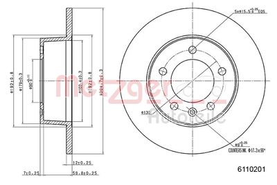 Tarcza hamulcowa METZGER AUTOTEILE 6110201