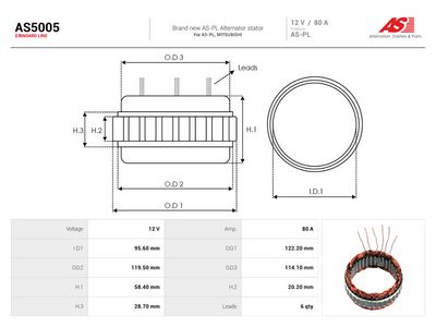 Stator, dynamo AS-PL AS5005