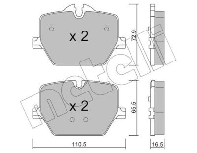 комплект спирачно феродо, дискови спирачки METELLI 22-1266-0