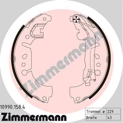 ZIMMERMANN 10990.158.4 Тормозные колодки барабанные  для FIAT TIPO (Фиат Типо)