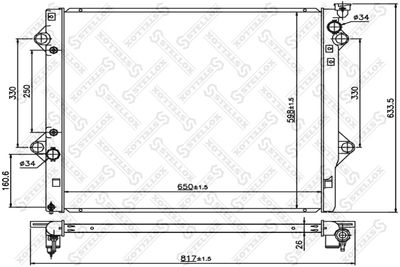 Радиатор, охлаждение двигателя STELLOX 10-25364-SX для TOYOTA LAND CRUISER PRADO