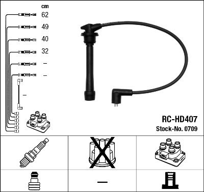 Комплект проводов зажигания NGK 0709 для HYUNDAI ACCENT