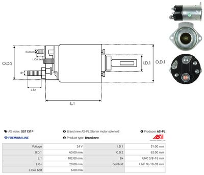Elektromagnetický spínač, startér AS-PL SS1131P