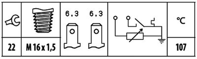 Sensor, coolant temperature 6PT 009 309-531