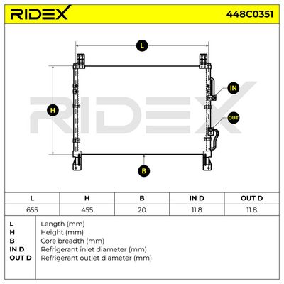 кондензатор, климатизация RIDEX 448C0351