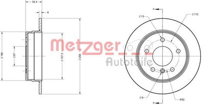 Тормозной диск METZGER 6110144 для MERCEDES-BENZ VANEO