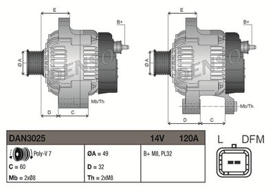 GENERATOR / ALTERNATOR DENSO DAN3025 2