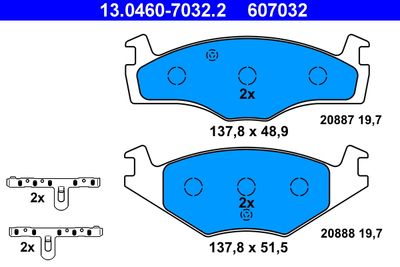 Комплект тормозных колодок, дисковый тормоз ATE 13.0460-7032.2 для VW GOLF
