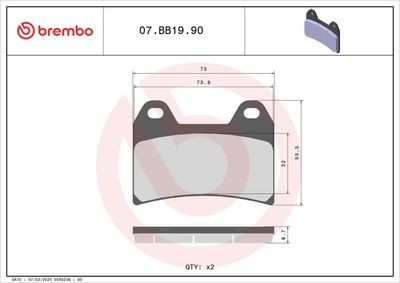 Brake pads Voor, beoogd gebruik: oe gelijkwaardig, materiaal: sinter-90, 55,5x75,1x8,7mm