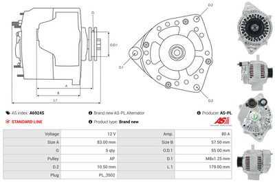 GENERATOR / ALTERNATOR AS-PL A6924S 4