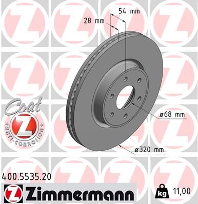 Тормозной диск ZIMMERMANN 400.5535.20 для MERCEDES-BENZ X-CLASS