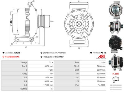 GENERATOR / ALTERNATOR AS-PL A5491S 4