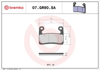 Komplet kočnih obloga, disk kočnica BREMBO PRIME - Sinter - SA 07GR90SA