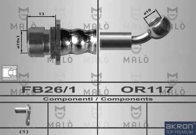 AKRON-MALÒ 80459 Тормозной шланг  для HONDA ACCORD VI (CK, CG, CH, CF) 2.0 i (CG9)