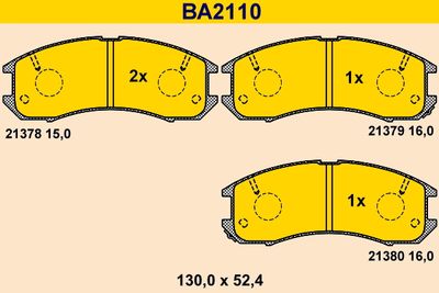 Sada brzdových destiček, kotoučová brzda BARUM BA2110