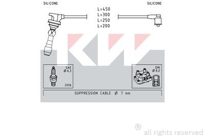 Комплект проводов зажигания KW 358 255 для HYUNDAI i20