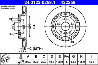 Тормозной диск ATE 24.0122-0259.1 для VOLVO S60