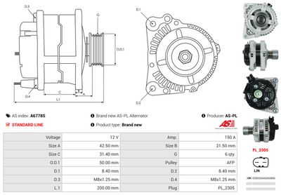 GENERATOR / ALTERNATOR AS-PL A6778S 4