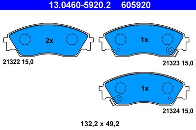 Комплект тормозных колодок, дисковый тормоз ATE 13.0460-5920.2 для HONDA CONCERTO