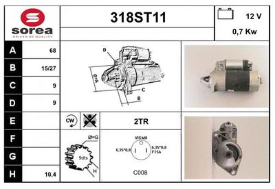 STARTCAR 318ST11 Стартер для OPEL CORSA A Фургон/хетчбэк (S83) 1.2 (F08, W5L)