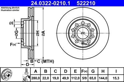 Тормозной диск ATE 24.0322-0210.1 для SKODA YETI