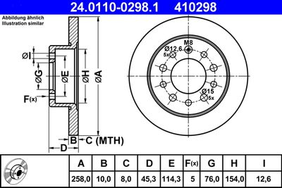 Тормозной диск ATE 24.0110-0298.1 для HYUNDAI COUPE