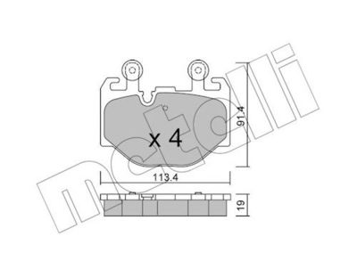 комплект спирачно феродо, дискови спирачки METELLI 22-1411-0