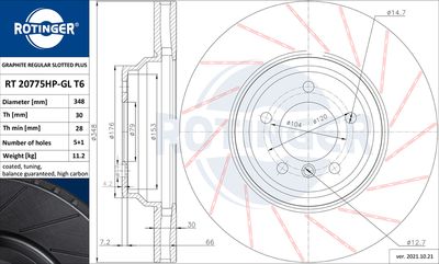 спирачен диск ROTINGER RT 20775HP-GL T6