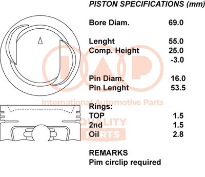 Поршень IAP QUALITY PARTS 101-16081 для SUZUKI ALTO