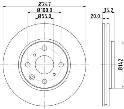 Тормозной диск HELLA 8DD 355 112-311 для TOYOTA AYGO