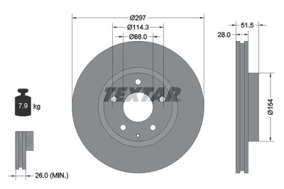 Тормозной диск TEXTAR 92257403 для MAZDA CX-5