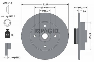 Tarcza hamulcowa PAGID 55021NC