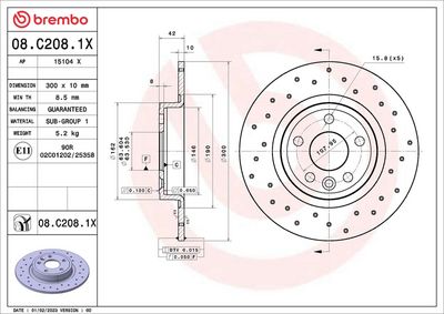 Tarcza hamulcowa BREMBO 08.C208.1X