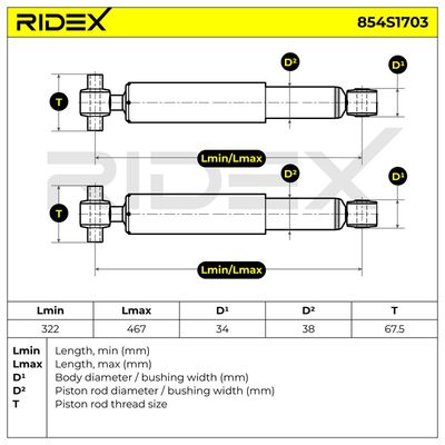 амортисьор RIDEX 854S1703